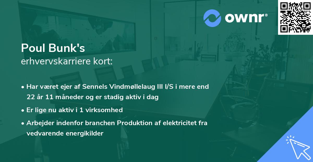 Poul Bunk's erhvervskarriere kort