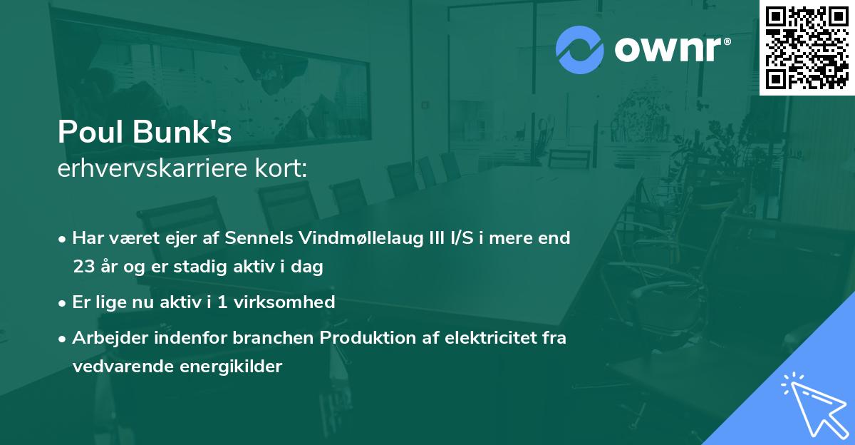 Poul Bunk's erhvervskarriere kort