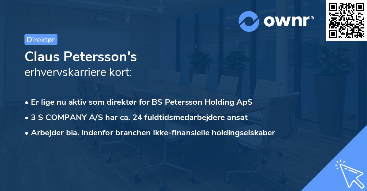Claus Petersson's erhvervskarriere kort