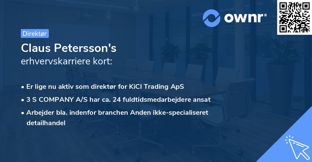 Claus Petersson's erhvervskarriere kort