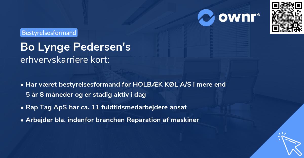 Bo Lynge Pedersen's erhvervskarriere kort