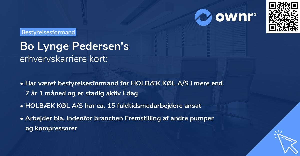 Bo Lynge Pedersen's erhvervskarriere kort