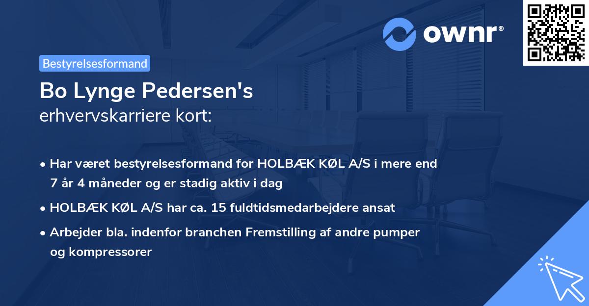 Bo Lynge Pedersen's erhvervskarriere kort