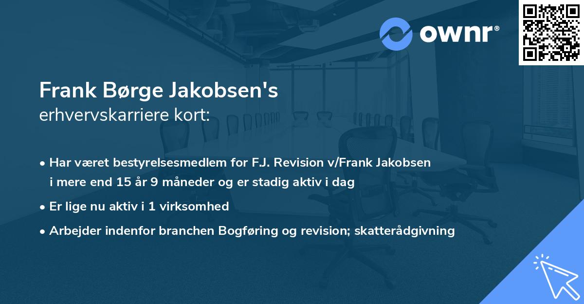 Frank Børge Jakobsen's erhvervskarriere kort