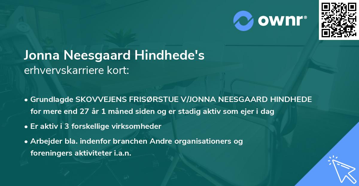 Jonna Neesgaard Hindhede's erhvervskarriere kort