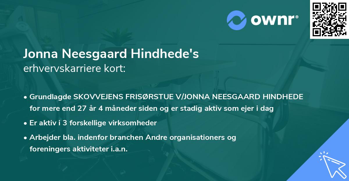 Jonna Neesgaard Hindhede's erhvervskarriere kort