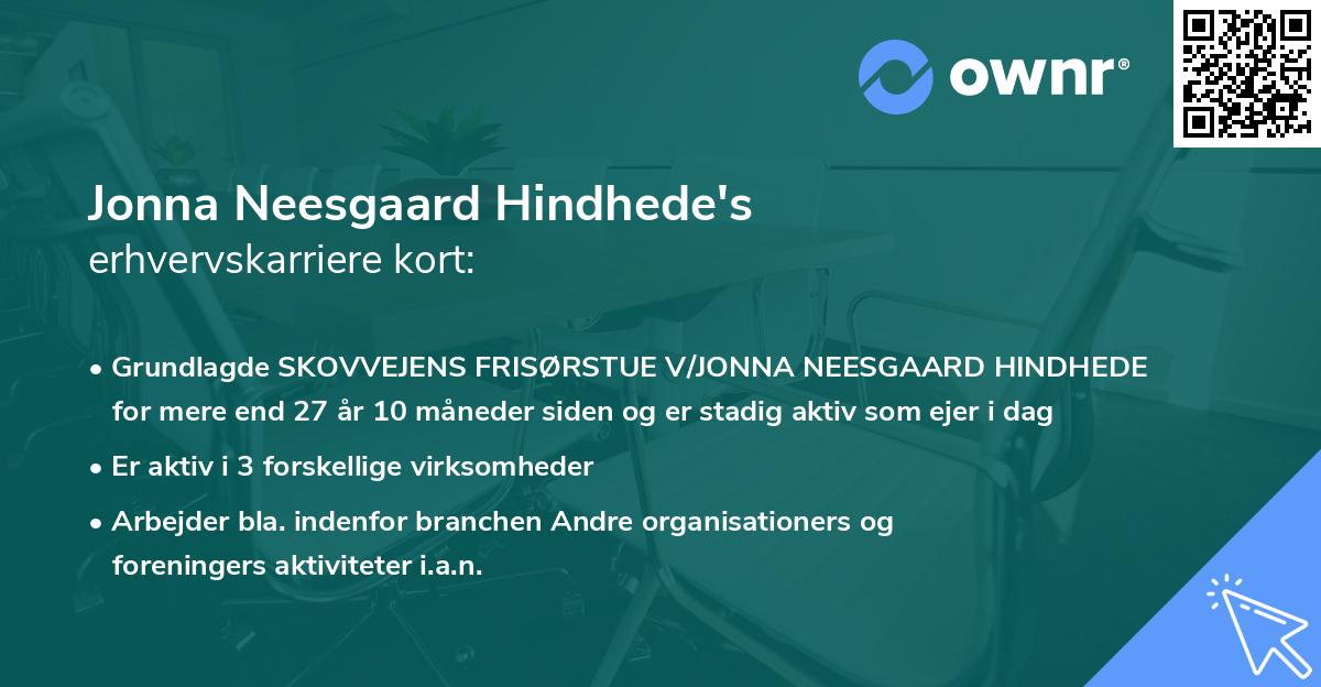 Jonna Neesgaard Hindhede's erhvervskarriere kort