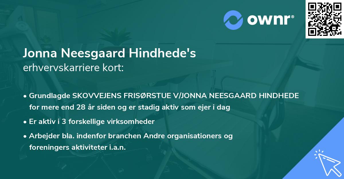 Jonna Neesgaard Hindhede's erhvervskarriere kort