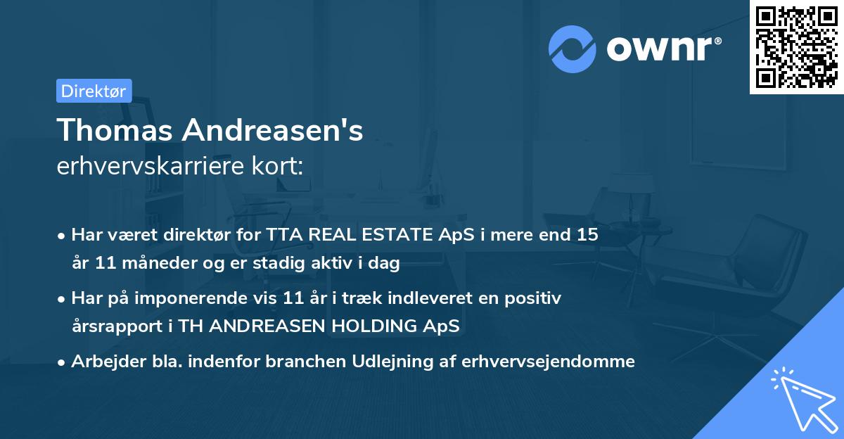 Thomas Andreasen's erhvervskarriere kort