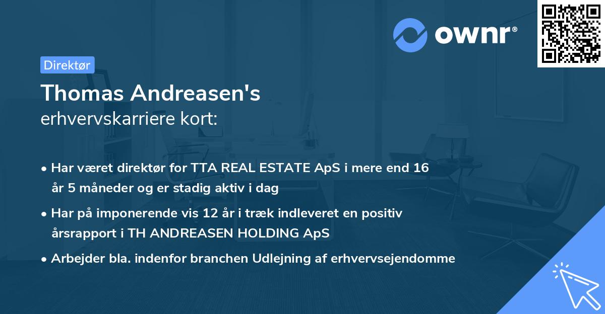Thomas Andreasen's erhvervskarriere kort