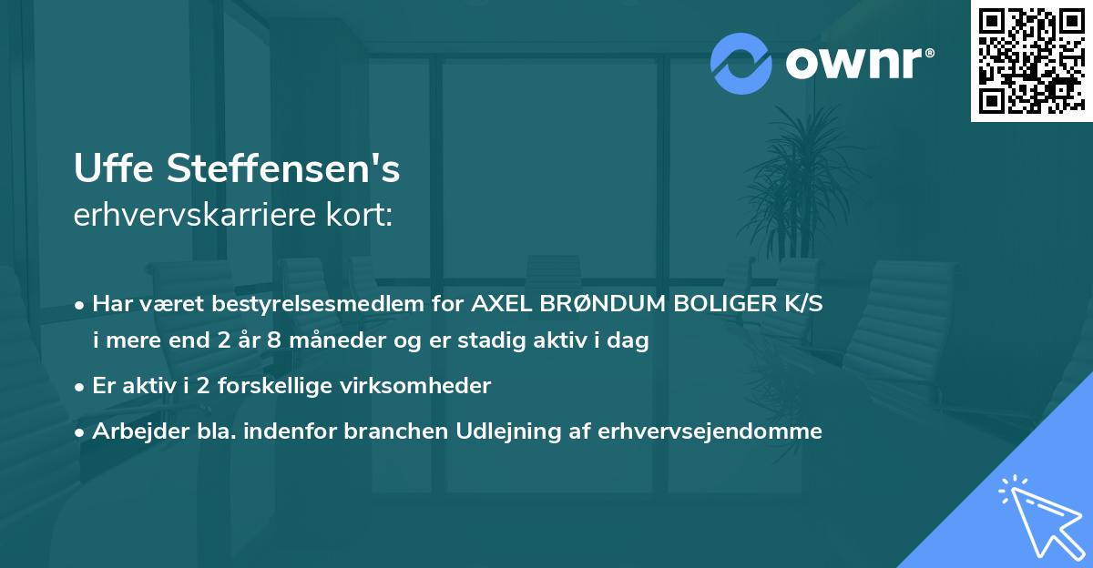 Uffe Steffensen's erhvervskarriere kort