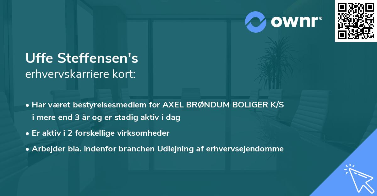 Uffe Steffensen's erhvervskarriere kort