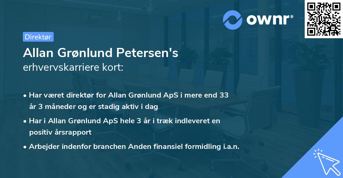 Allan Grønlund Petersen's erhvervskarriere kort