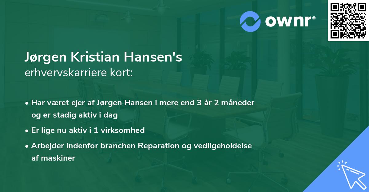 Jørgen Kristian Hansen's erhvervskarriere kort