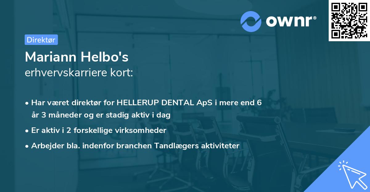 Mariann Helbo's erhvervskarriere kort
