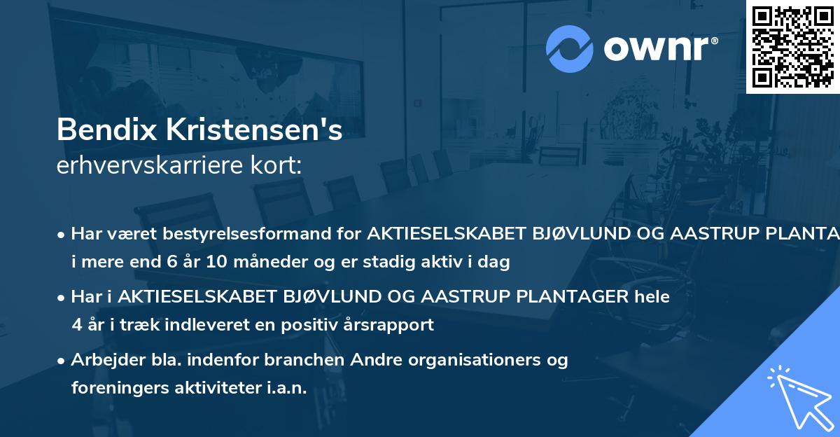 Bendix Kristensen's erhvervskarriere kort
