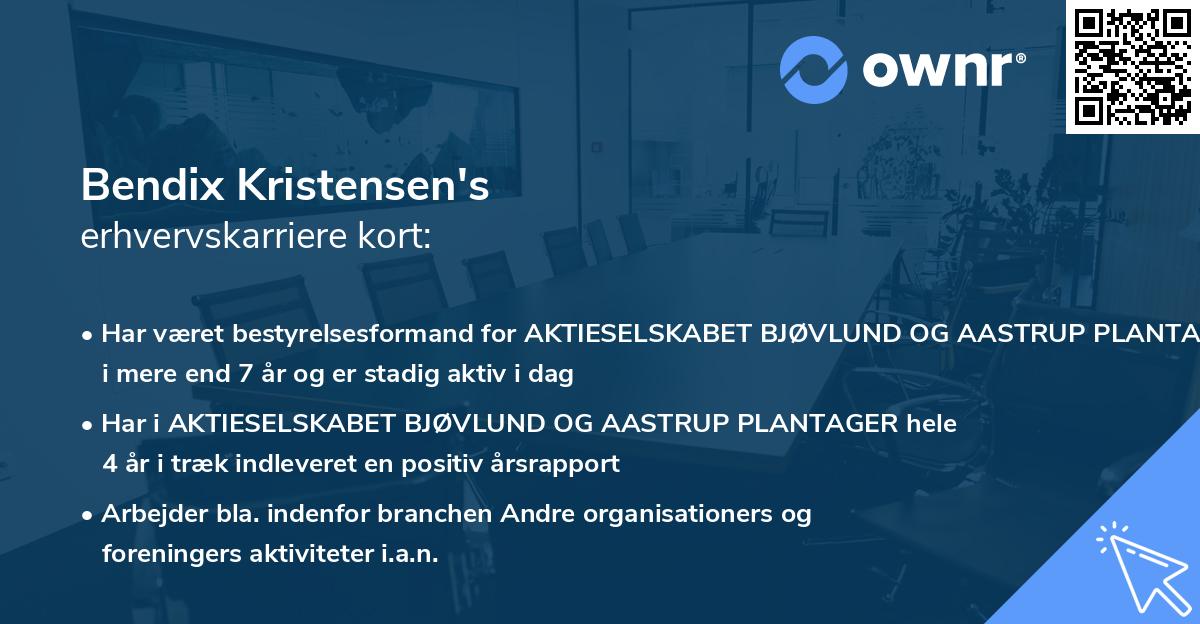 Bendix Kristensen's erhvervskarriere kort