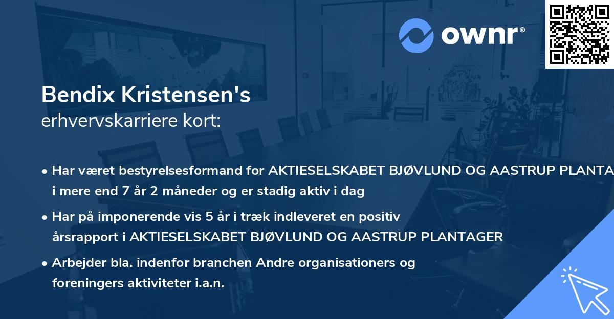 Bendix Kristensen's erhvervskarriere kort