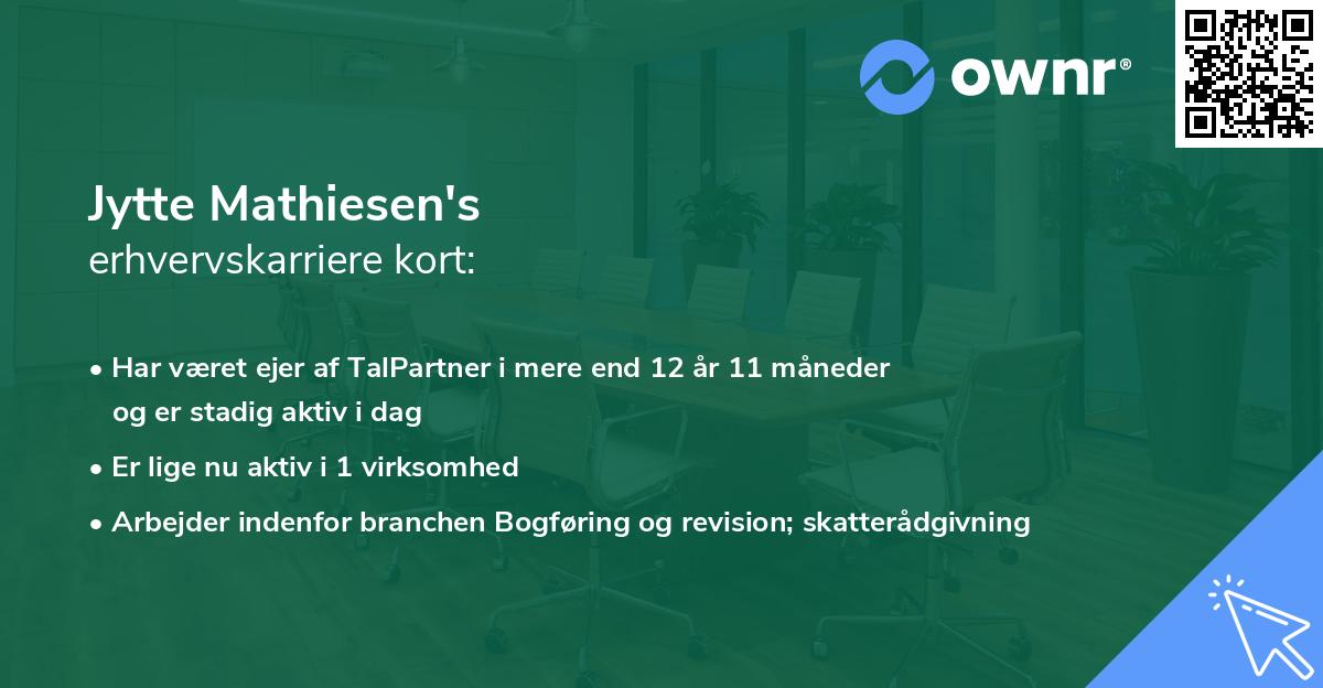 Jytte Mathiesen's erhvervskarriere kort