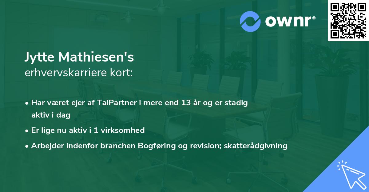 Jytte Mathiesen's erhvervskarriere kort