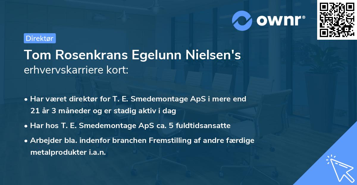Tom Rosenkrans Egelunn Nielsen's erhvervskarriere kort