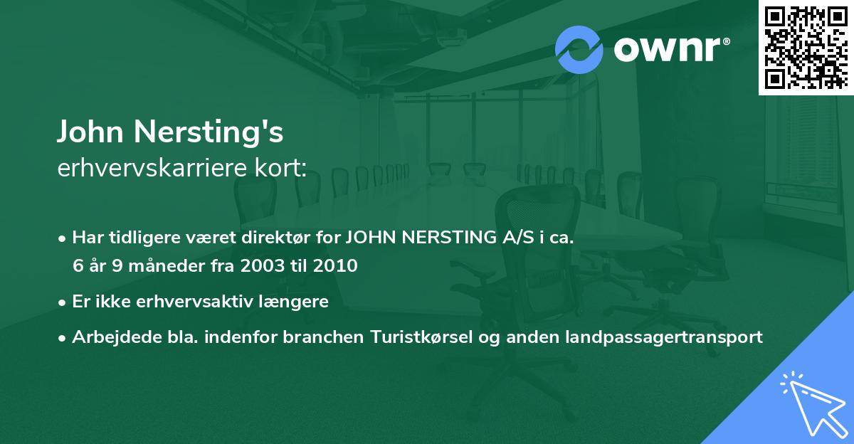 John Nersting's erhvervskarriere kort