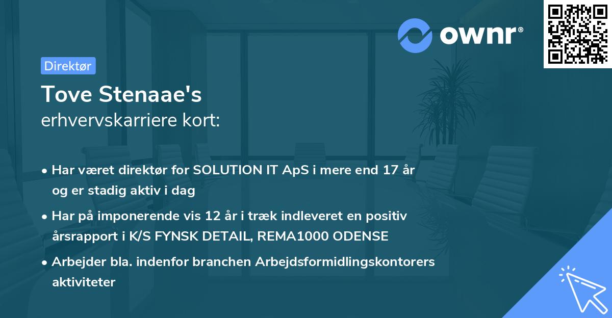 Tove Stenaae's erhvervskarriere kort