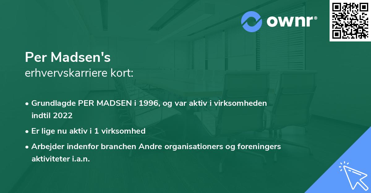 Per Madsen's erhvervskarriere kort