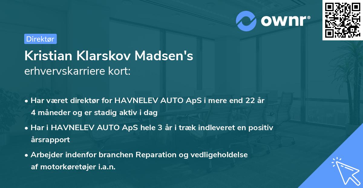 Kristian Klarskov Madsen's erhvervskarriere kort