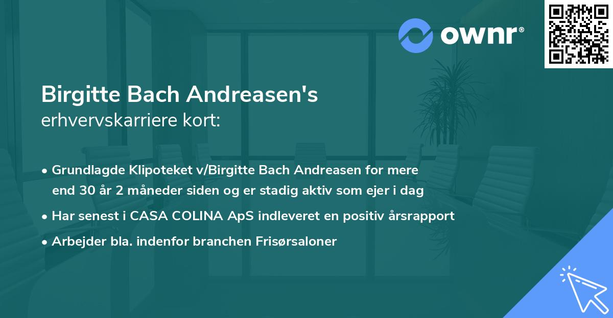 Birgitte Bach Andreasen's erhvervskarriere kort