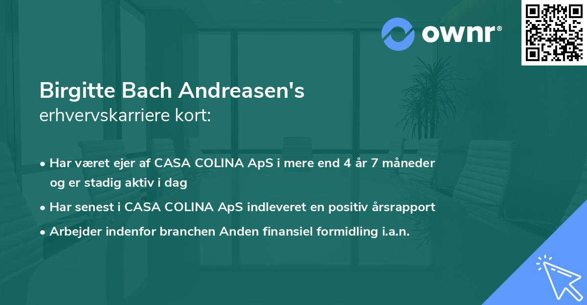 Birgitte Bach Andreasen's erhvervskarriere kort