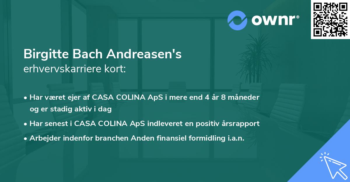 Birgitte Bach Andreasen's erhvervskarriere kort