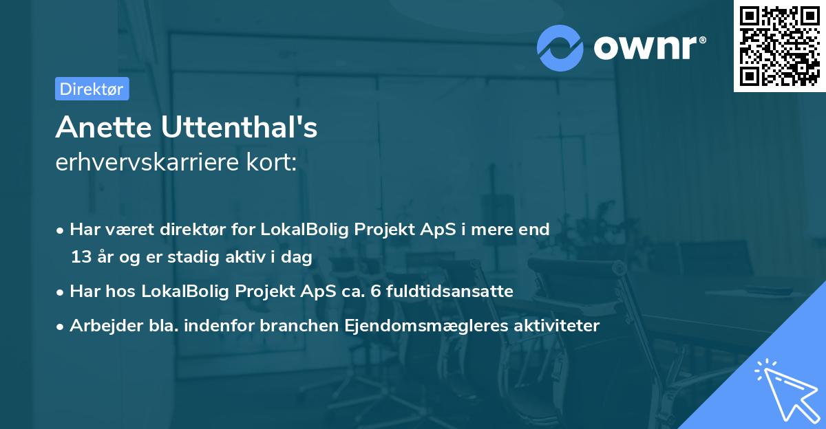 Anette Uttenthal's erhvervskarriere kort
