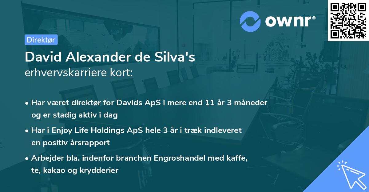 David Alexander de Silva's erhvervskarriere kort