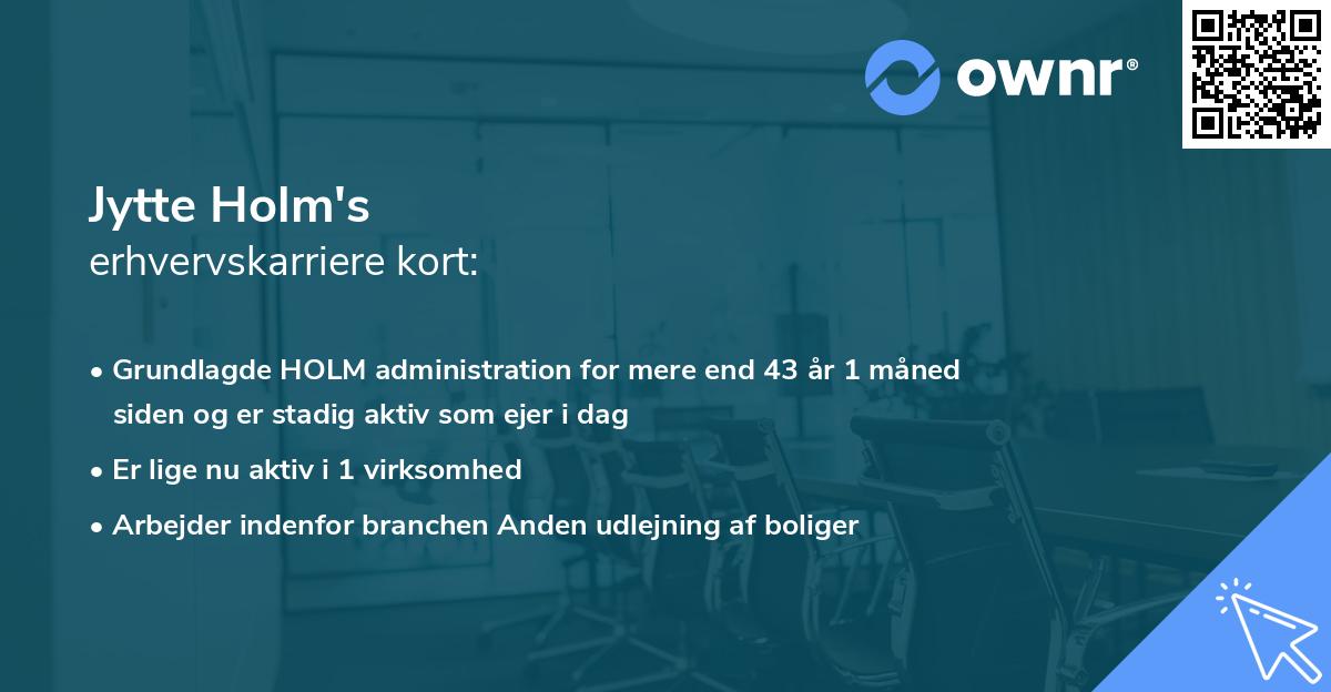 Jytte Holm's erhvervskarriere kort