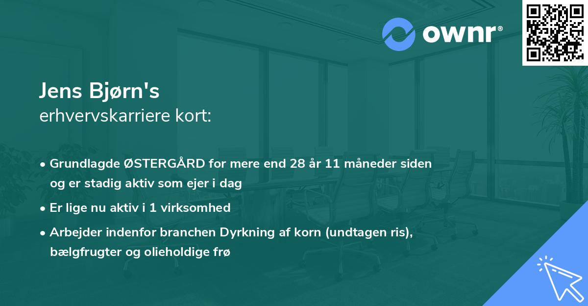 Jens Bjørn's erhvervskarriere kort
