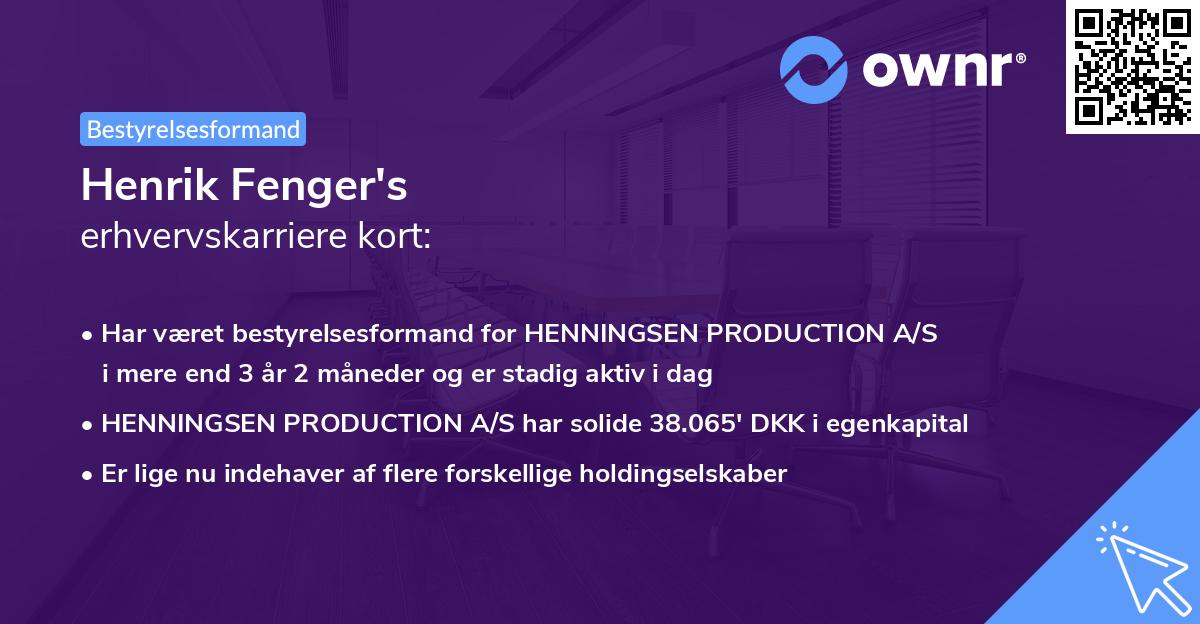 Henrik Fenger's erhvervskarriere kort