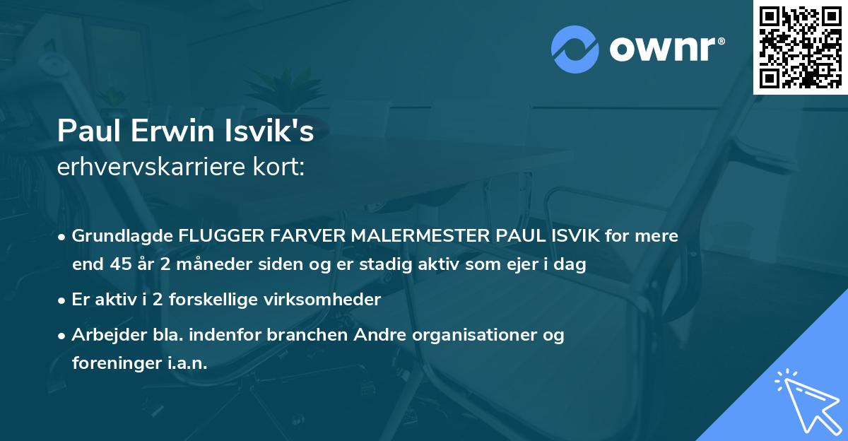 Paul Erwin Isvik's erhvervskarriere kort