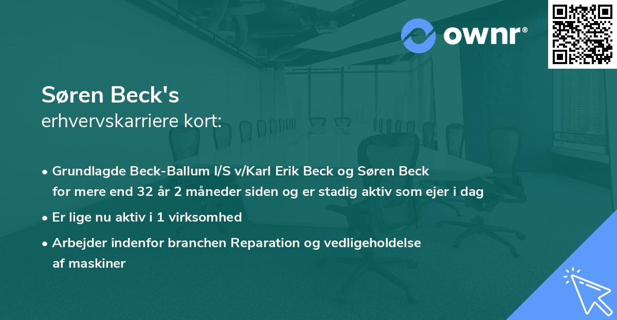 Søren Beck's erhvervskarriere kort