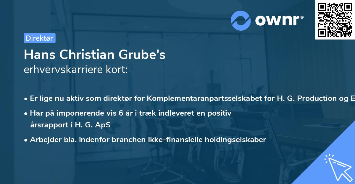 Hans Christian Grube's erhvervskarriere kort