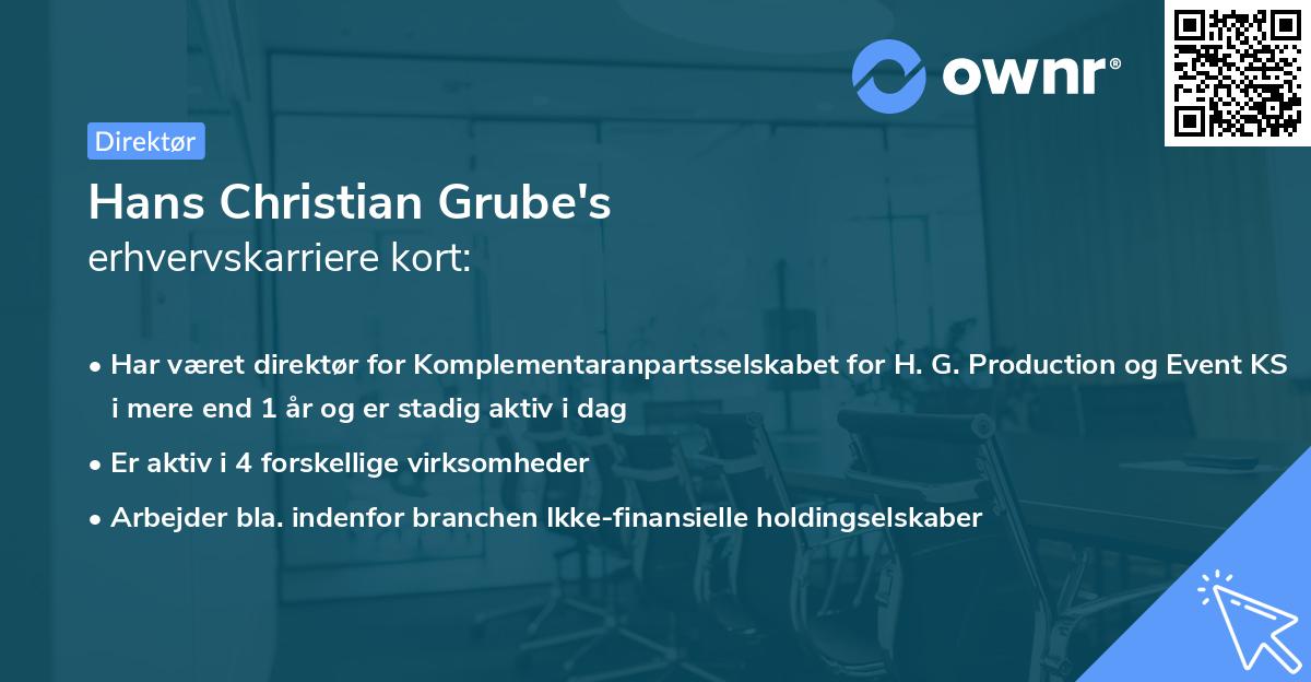 Hans Christian Grube's erhvervskarriere kort