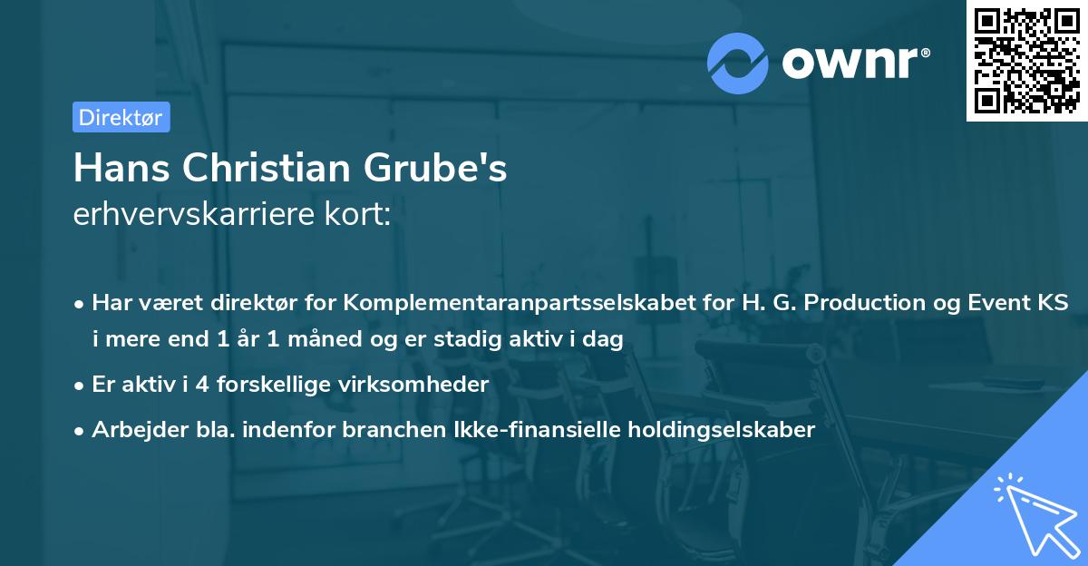 Hans Christian Grube's erhvervskarriere kort