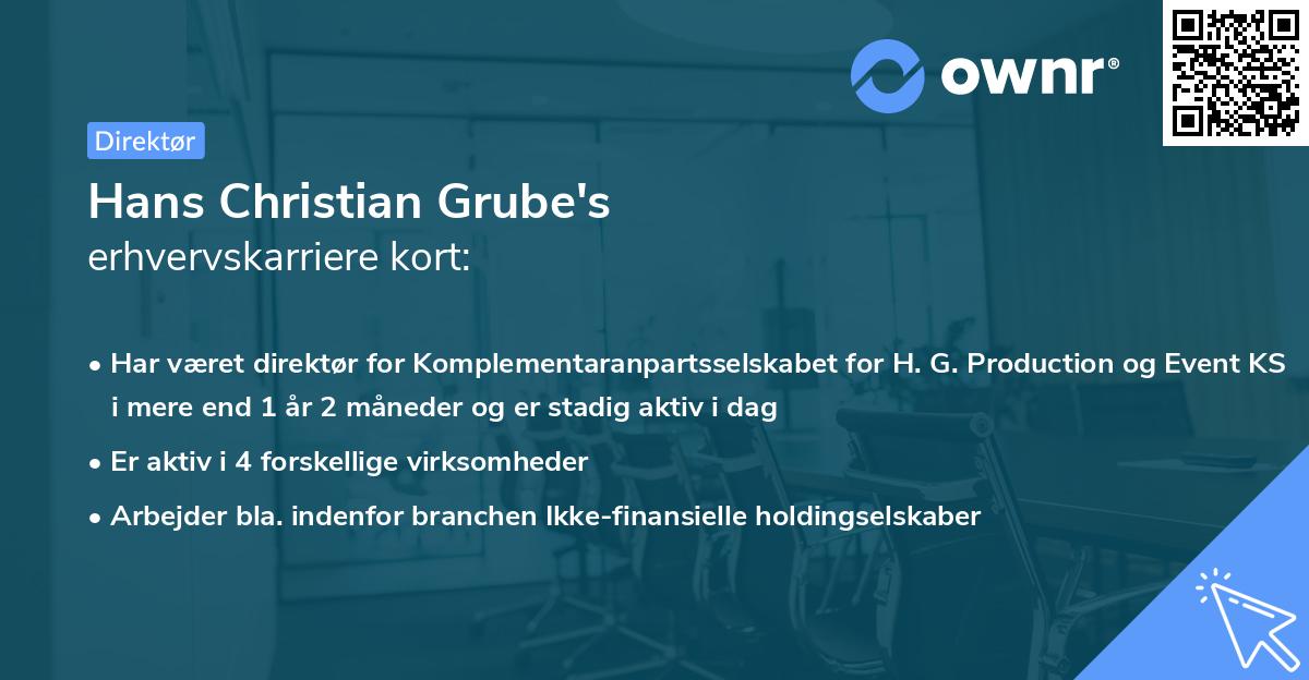 Hans Christian Grube's erhvervskarriere kort