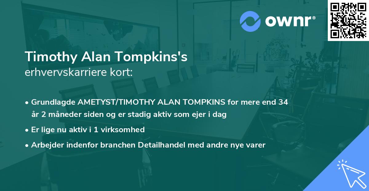 Timothy Alan Tompkins's erhvervskarriere kort