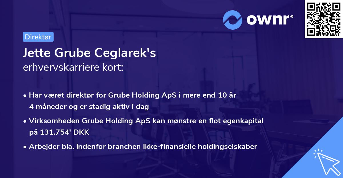 Jette Grube Ceglarek's erhvervskarriere kort