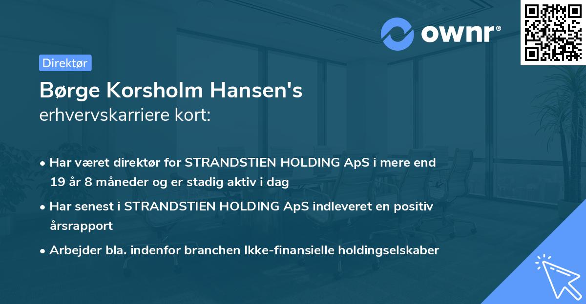 Børge Korsholm Hansen's erhvervskarriere kort