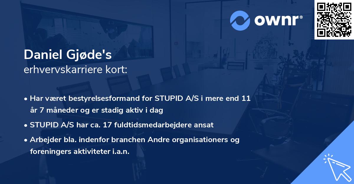 Daniel Gjøde's erhvervskarriere kort