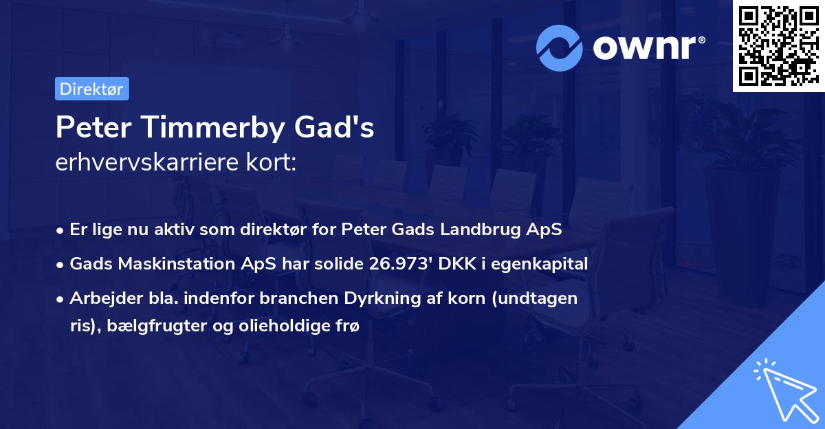 Peter Timmerby Gad's erhvervskarriere kort