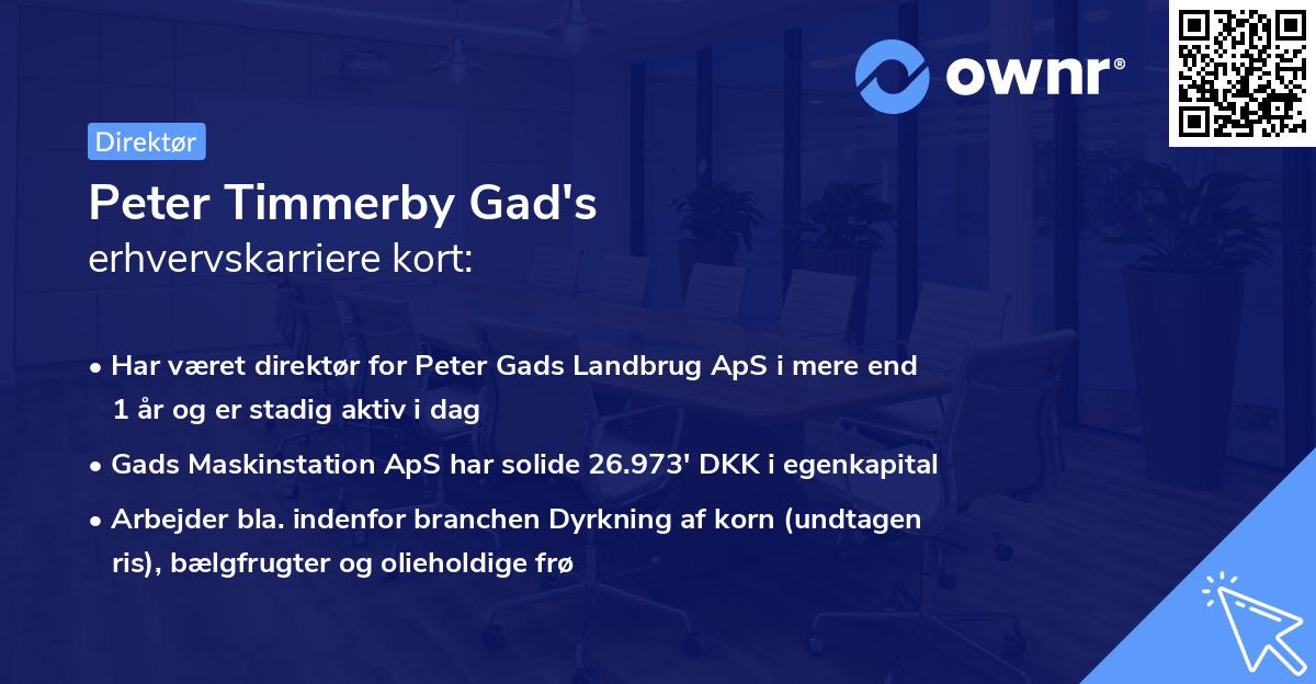 Peter Timmerby Gad's erhvervskarriere kort