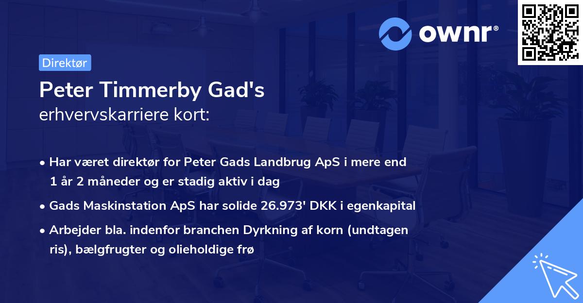 Peter Timmerby Gad's erhvervskarriere kort
